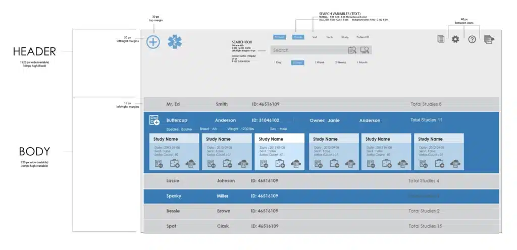 header and body interface of TruDR User Interface