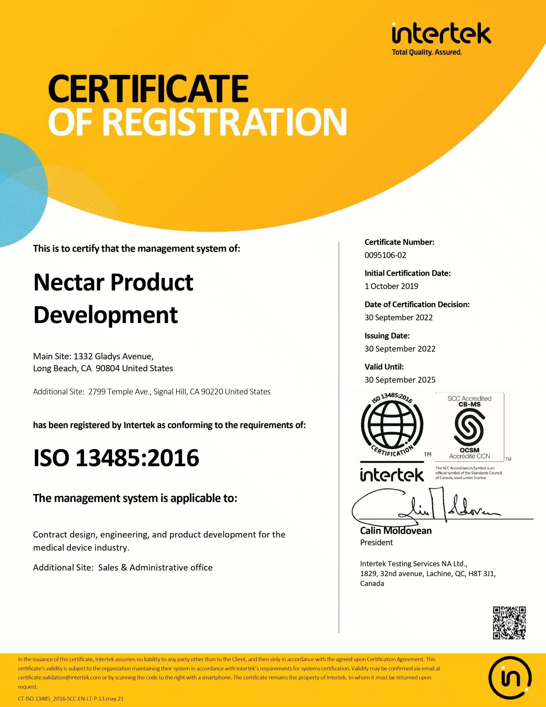 ISO Certificate of Nectar